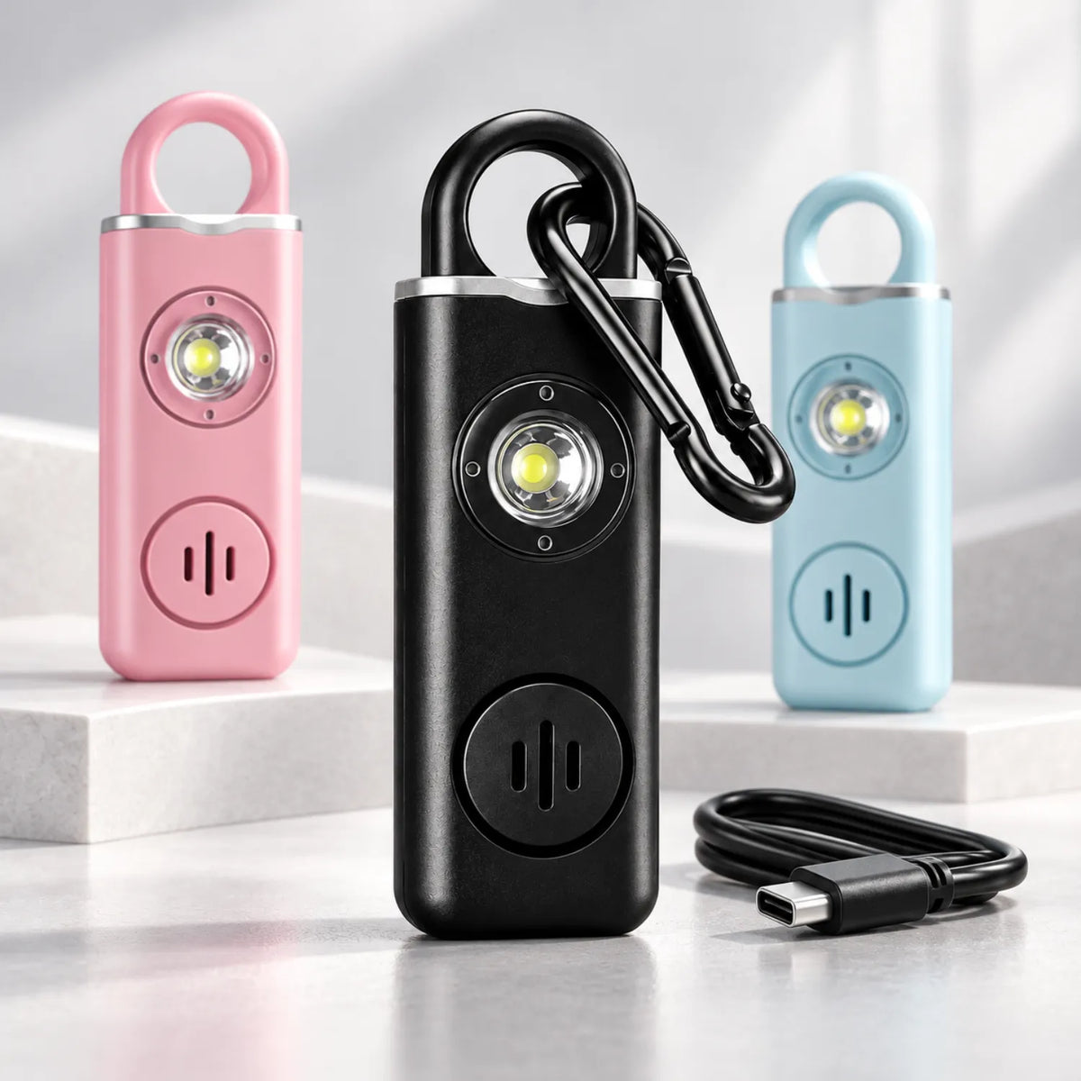 Alarme Pessoal de Emergência 130 dB com Lanterna LED e USB-C — GRIYGO