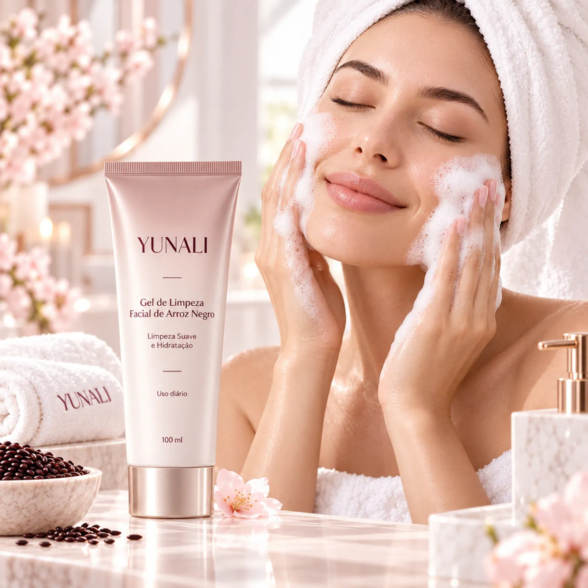 Gel de Limpeza Facial YUNALI — Pele Limpa, Macia e sem Repuxamento