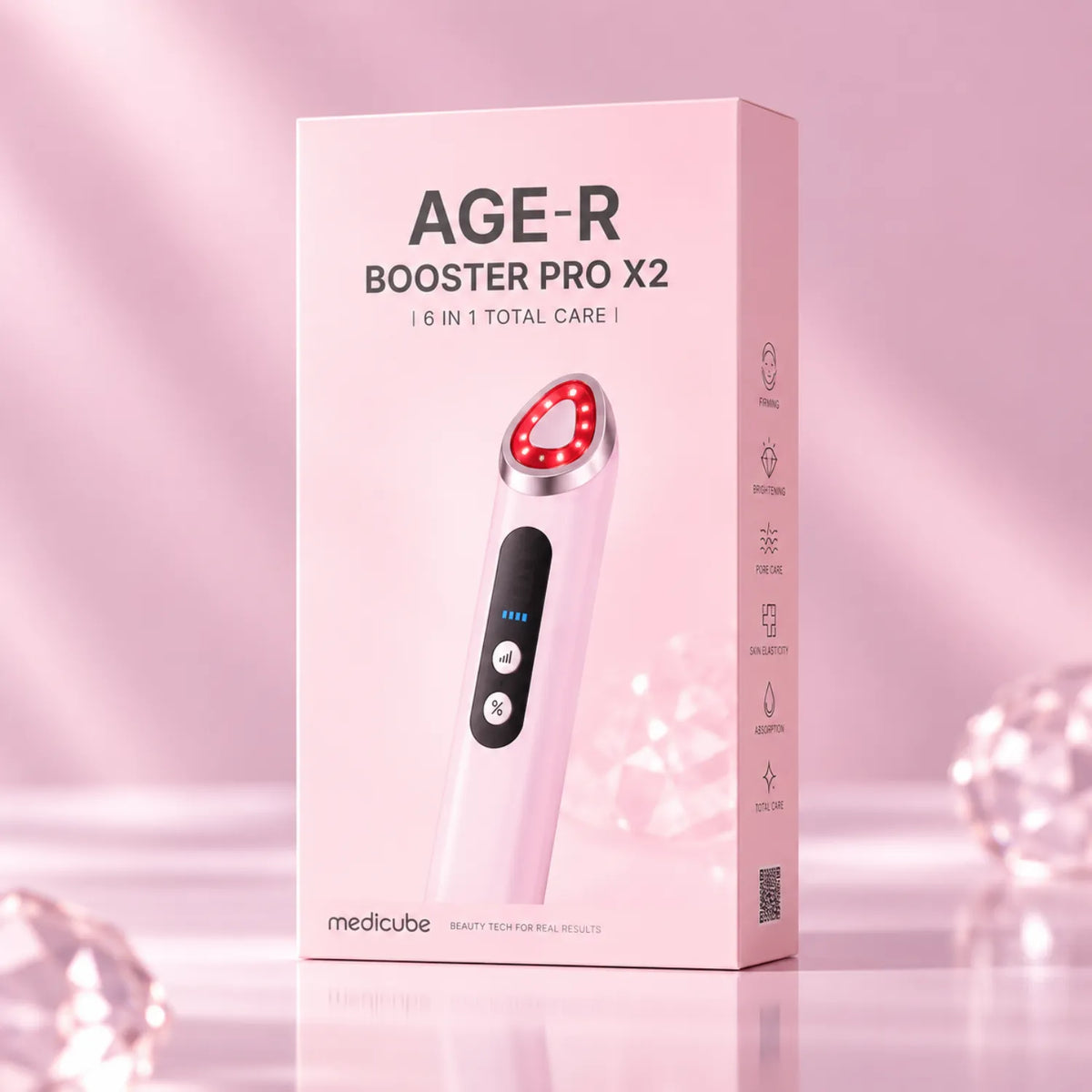 AGE-R Booster Pro X2 — Dispositivo Facial 7 em 1 para Glow, Firmeza e Poros