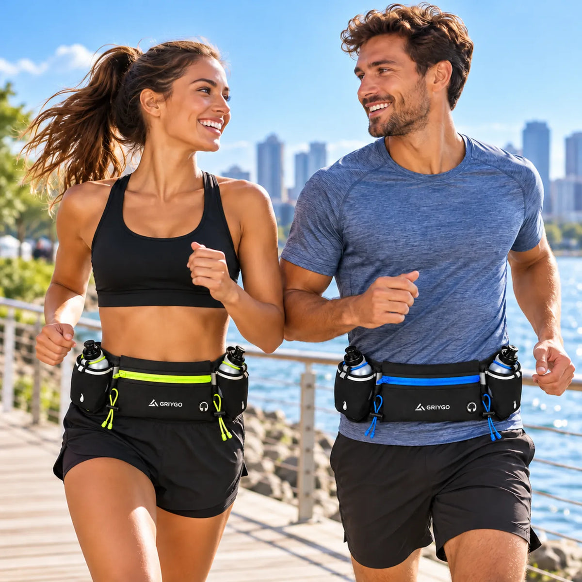 Cinto de Hidratação para Corrida com 2 Porta-Garrafas — GRIYGO