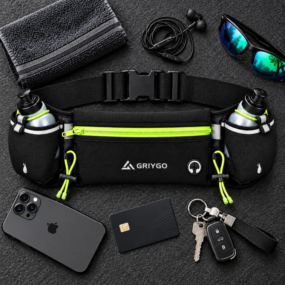 Cinto de Hidratação para Corrida com 2 Porta-Garrafas — GRIYGO