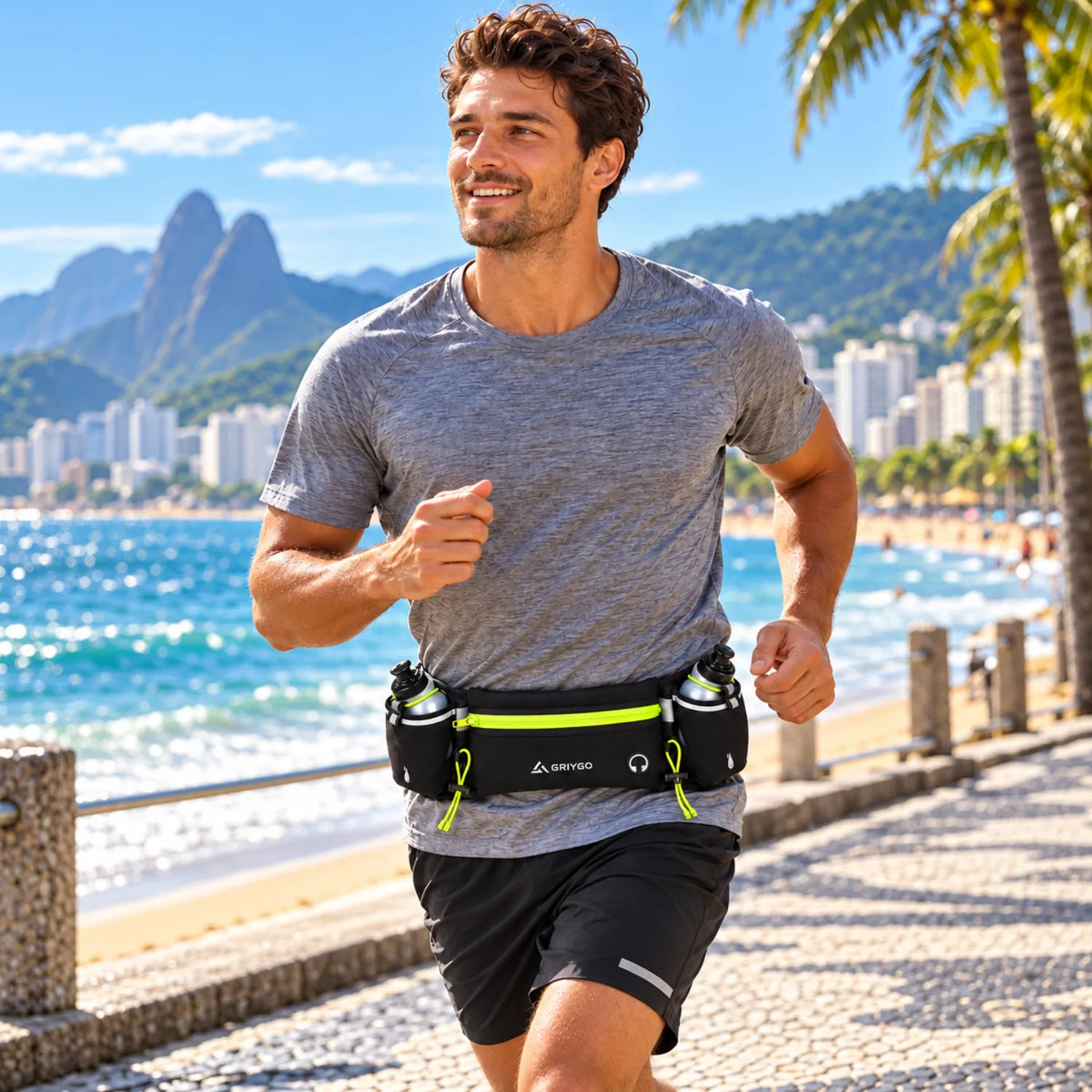 Cinto de Hidratação para Corrida com 2 Porta-Garrafas — GRIYGO