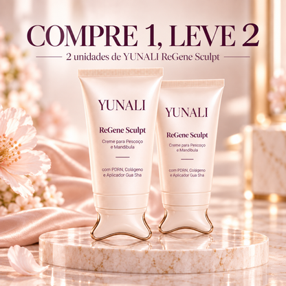 Creme para Pescoço e Mandíbula com PDRN, Colágeno e Aplicador Gua Sha | YUNALI ReGene Sculpt