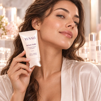 Creme para Pescoço e Mandíbula com PDRN, Colágeno e Aplicador Gua Sha | YUNALI ReGene Sculpt