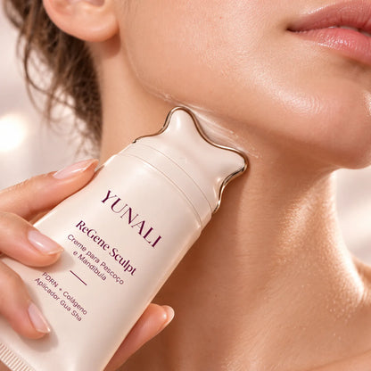 Creme para Pescoço e Mandíbula com PDRN, Colágeno e Aplicador Gua Sha | YUNALI ReGene Sculpt
