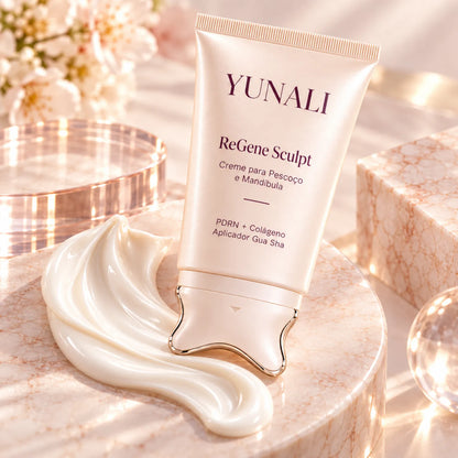 Creme para Pescoço e Mandíbula com PDRN, Colágeno e Aplicador Gua Sha | YUNALI ReGene Sculpt