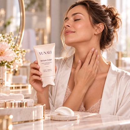 Creme para Pescoço e Mandíbula com PDRN, Colágeno e Aplicador Gua Sha | YUNALI ReGene Sculpt