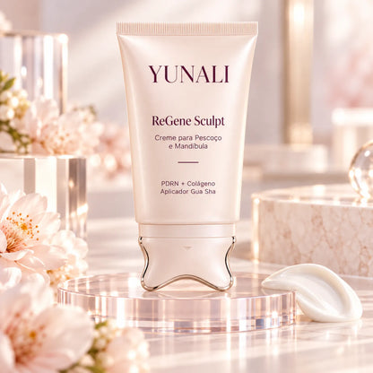 Creme para Pescoço e Mandíbula com PDRN, Colágeno e Aplicador Gua Sha | YUNALI ReGene Sculpt