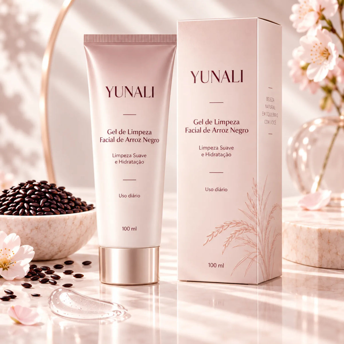 Gel de Limpeza Facial YUNALI — Pele Limpa, Macia e sem Repuxamento