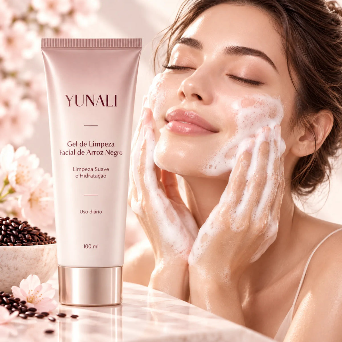 Gel de Limpeza Facial YUNALI — Pele Limpa, Macia e sem Repuxamento