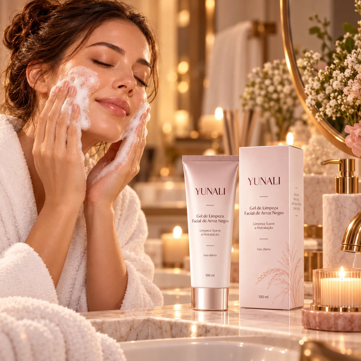 Gel de Limpeza Facial YUNALI — Pele Limpa, Macia e sem Repuxamento