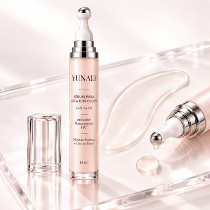 Sérum para Área dos Olhos YUNALI — Cafeína com Roller Refrescante 360°