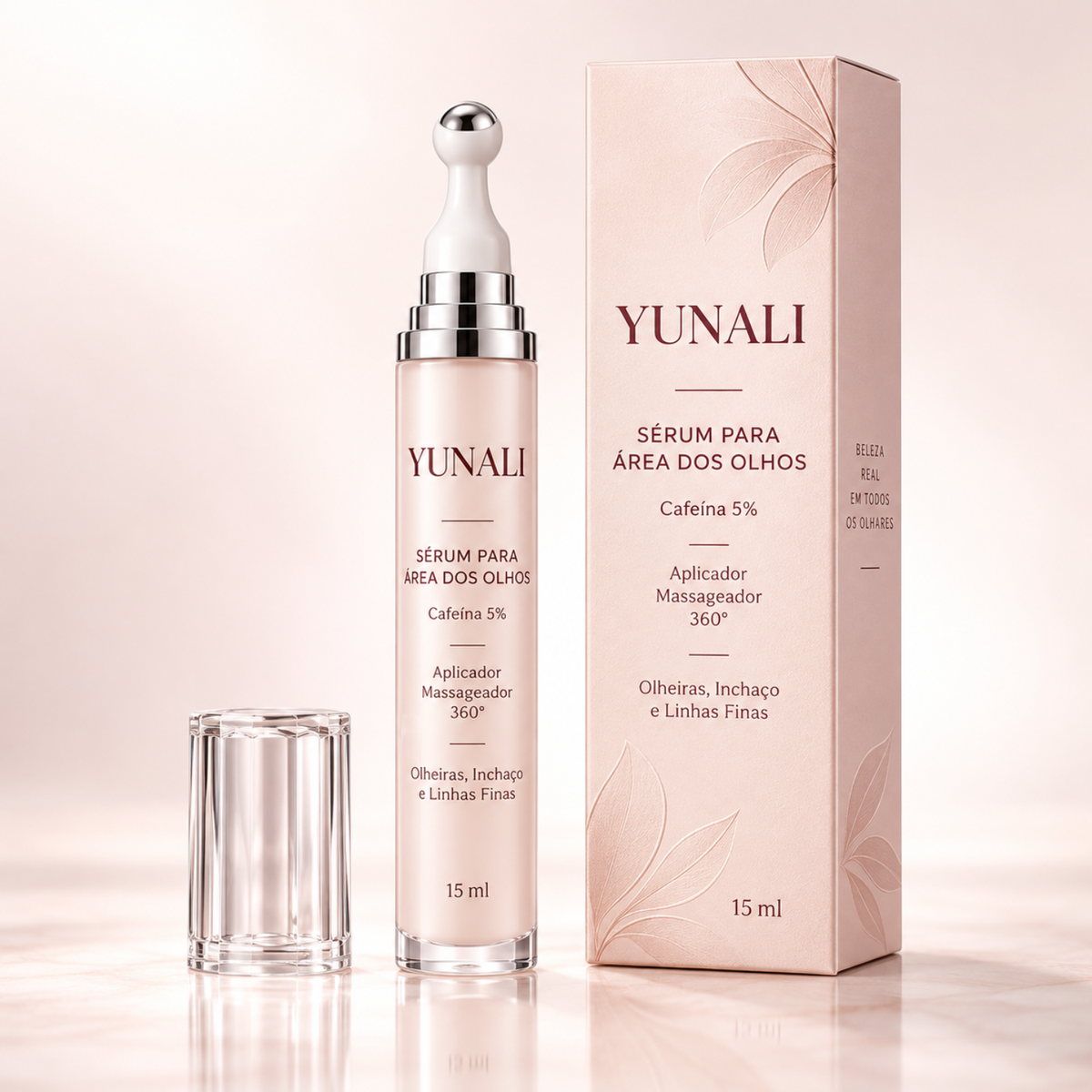 Sérum para Área dos Olhos YUNALI — Cafeína com Roller Refrescante 360°