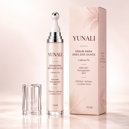 Sérum para Área dos Olhos YUNALI — Cafeína com Roller Refrescante 360°