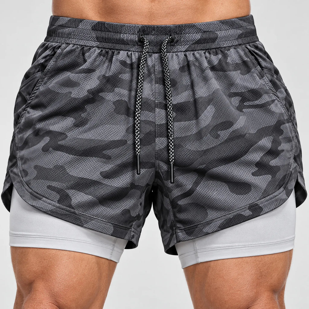 Short Masculino de Corrida 2 em 1 com Bermuda Interna e Bolso para Celular — GRIYGO