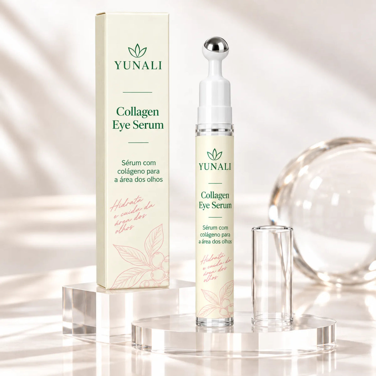 YUNALI Collagen Eye Serum — Sérum para Área dos Olhos com Colágeno e Roller Metálico
