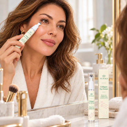 YUNALI Collagen Eye Serum — Sérum para Área dos Olhos com Colágeno e Roller Metálico