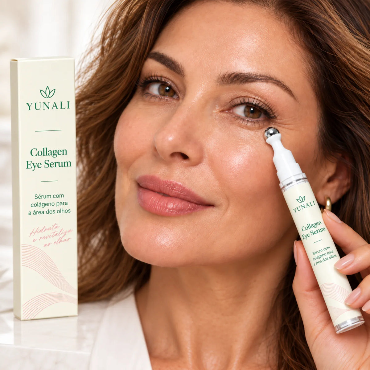 YUNALI Collagen Eye Serum — Sérum para Área dos Olhos com Colágeno e Roller Metálico