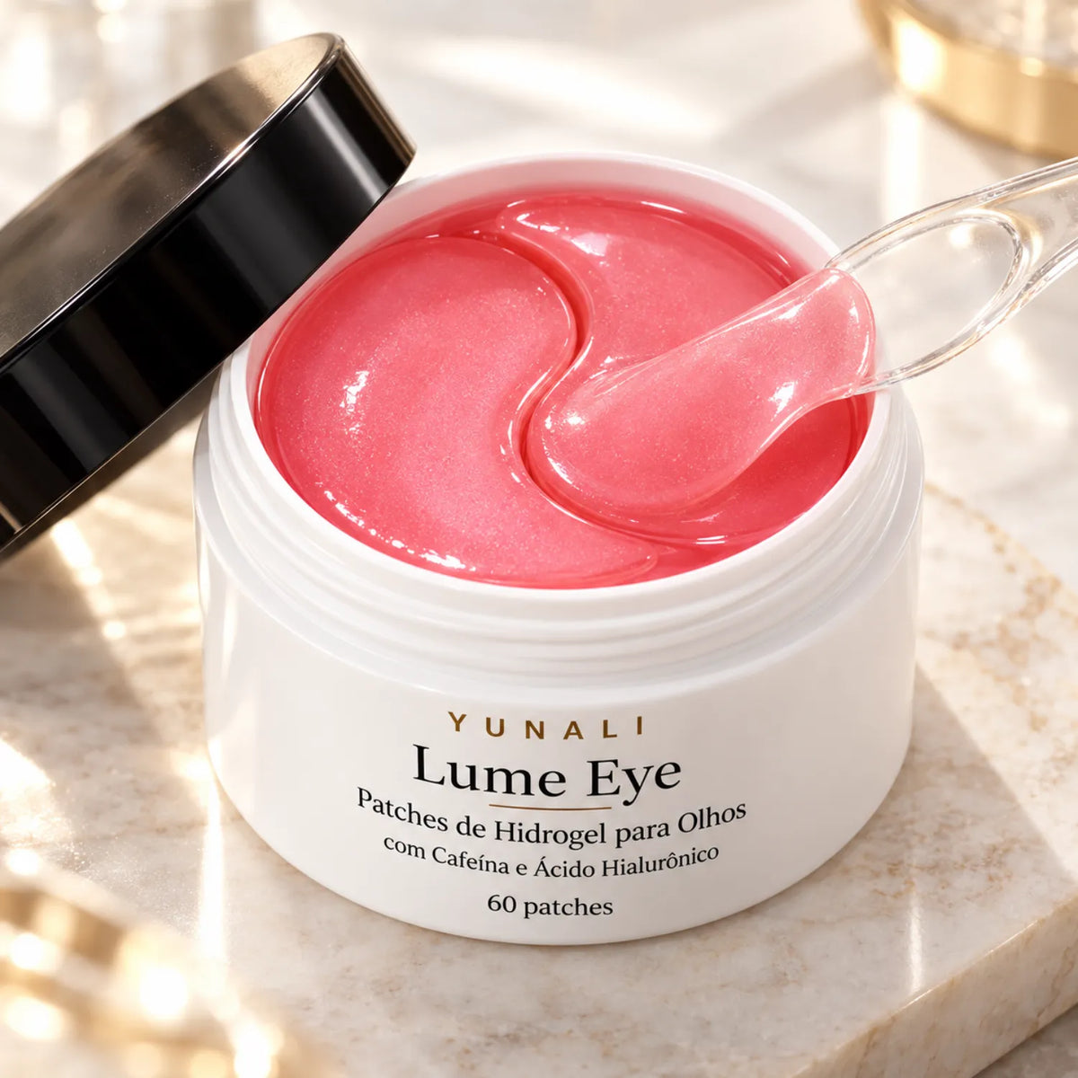 YUNALI Lume Eye Patches de Hidrogel para Olhos com Cafeína e Ácido Hialurônico