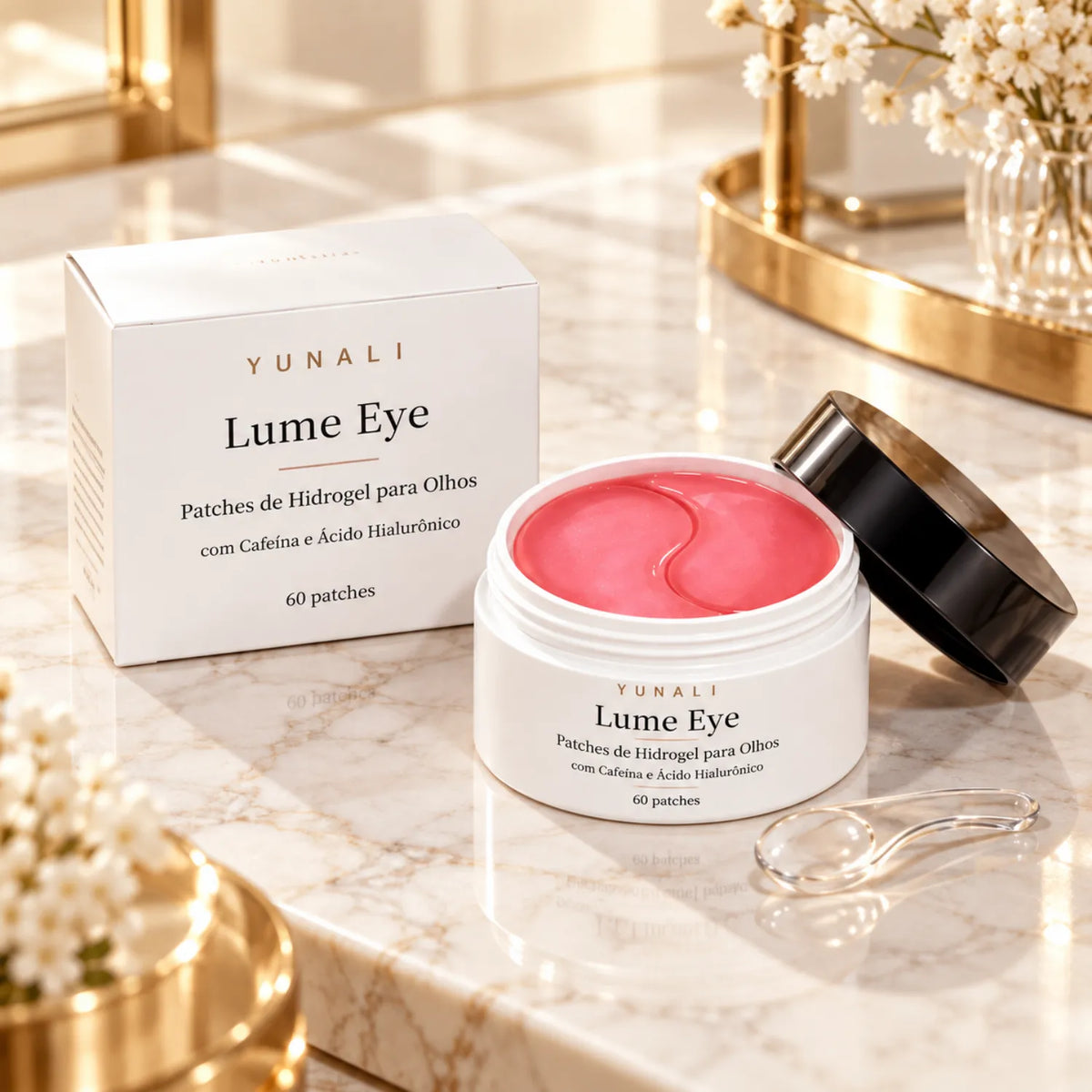 YUNALI Lume Eye Patches de Hidrogel para Olhos com Cafeína e Ácido Hialurônico