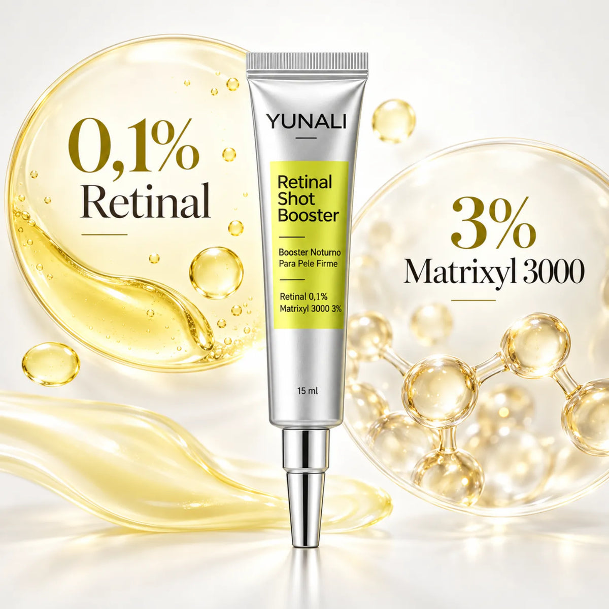 YUNALI Retinal Shot Booster — Booster Noturno com 0,1% Retinal e 3% Matrixyl 3000