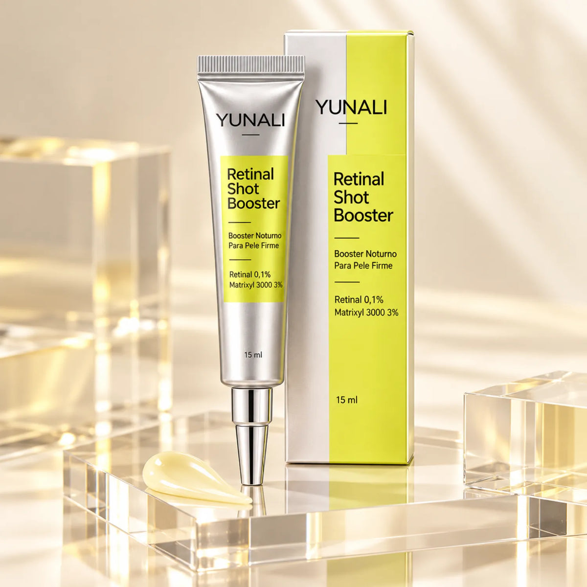 YUNALI Retinal Shot Booster — Booster Noturno com 0,1% Retinal e 3% Matrixyl 3000