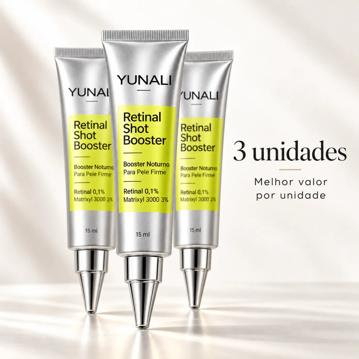 YUNALI Retinal Shot Booster — Booster Noturno com 0,1% Retinal e 3% Matrixyl 3000