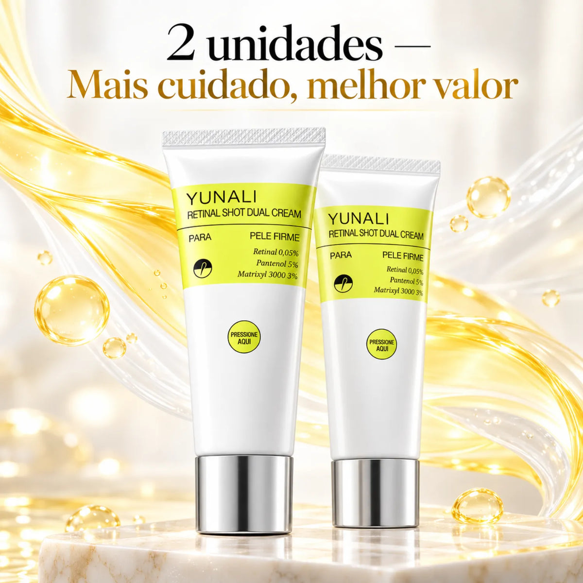 YUNALI Retinal Shot Dual Cream — Creme Facial Noturno com Retinal, Matrixyl e Pantenol